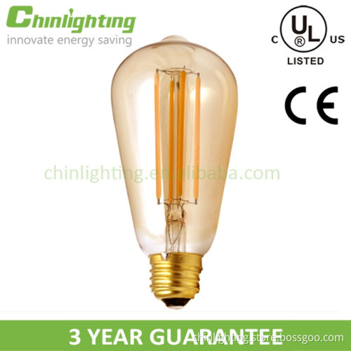 Gold S21 ST64 UL edison bulb led filament ST64 100LM/W 2200K gold surface light